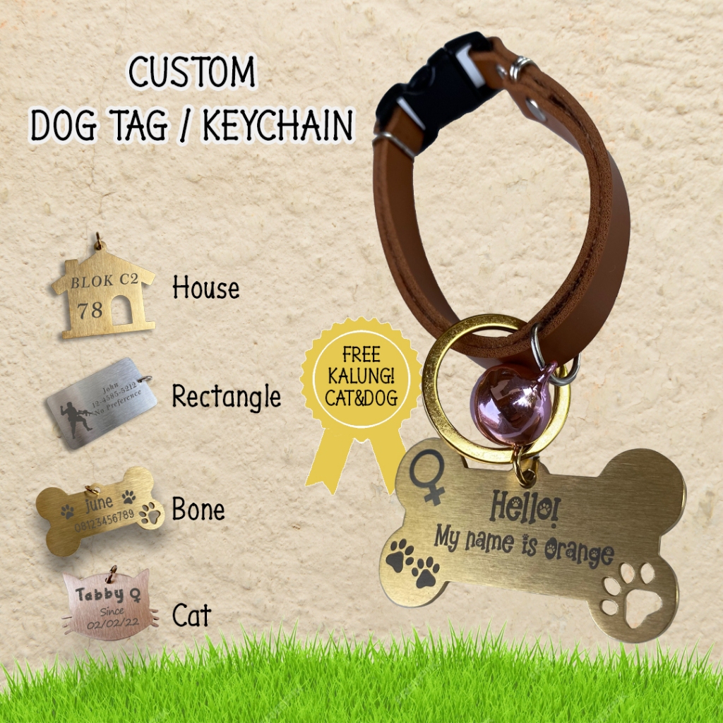 [FREE KALUNG] Custom Dog Tag name tag hewan anti karat keychain custom