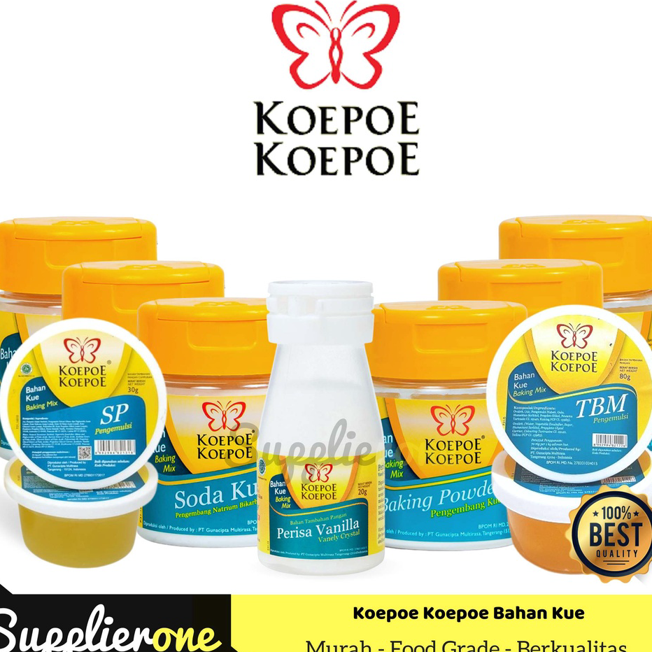 

★★★★★ Koepoe koepoe Soda kue / Baking Pouder / Sp Pengemulsi / Tbm Pengemulsi / Perisa Vanilla / Baking Soda / Pengambang Kue