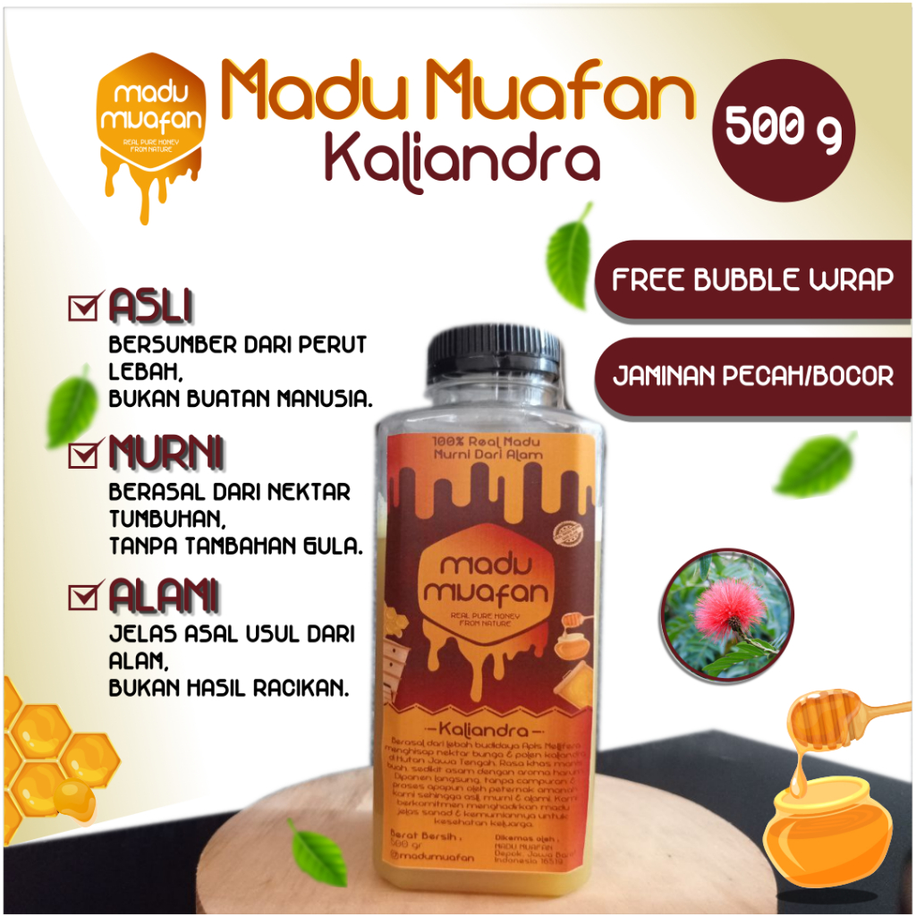 

Madu Kaliandra 500 g. Madu Muafan 100% ASLI MURNI ALAMI Real Pure Raw Honey Nektar Organik