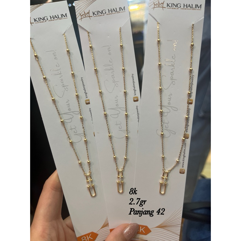 Kalung rantai jedar pentol mata mataa rosegold