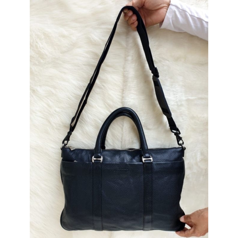 Tas Bally Selempang Briefcase Pria Kulit Asli Hitam
