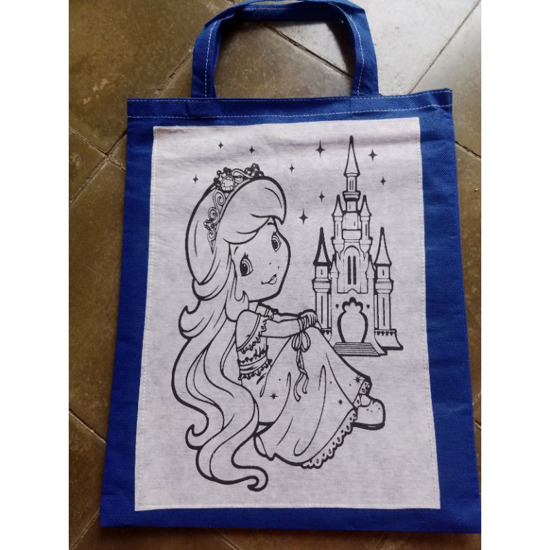 

coloring mewarnai tas kain sponbond cynderela/princes dan istana