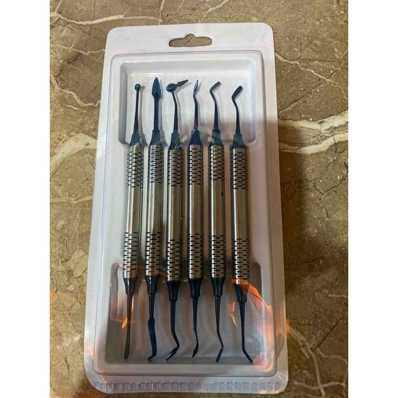 Set plastis composite filling dental instrument instrumen anti lengket tambal gigi titanium komposit