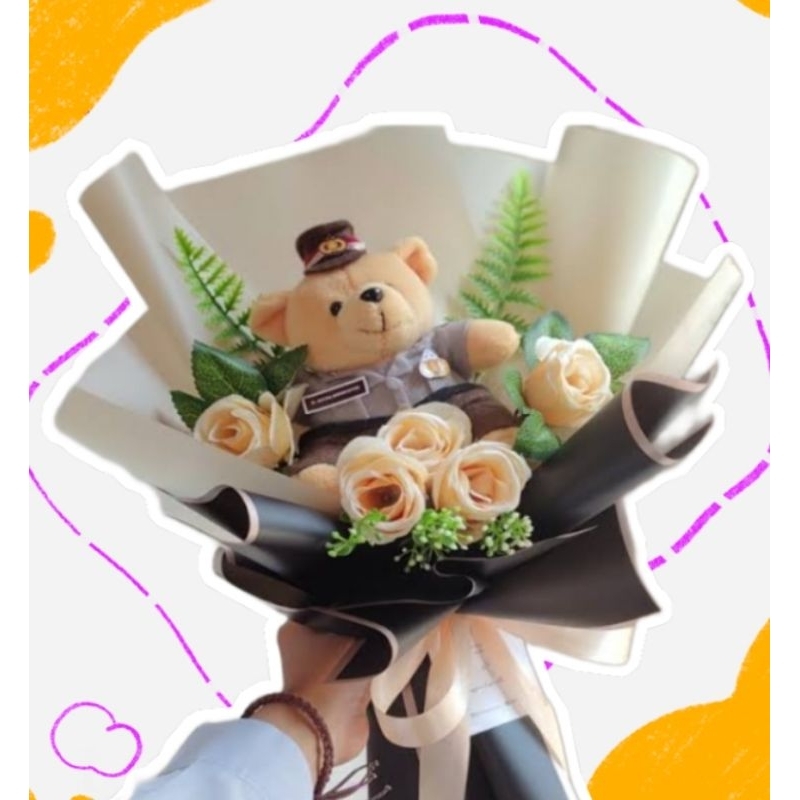 buket boneka profesi (polisi,TNI,dokter)