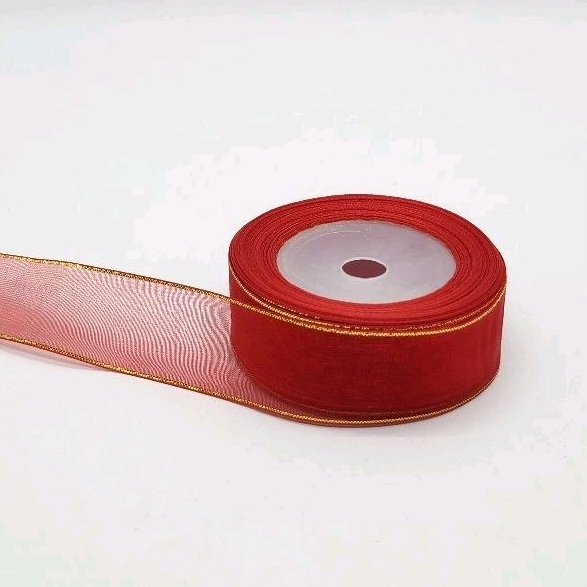 

PITA ORGANDI MERAH LIST EMAS - 1 METER