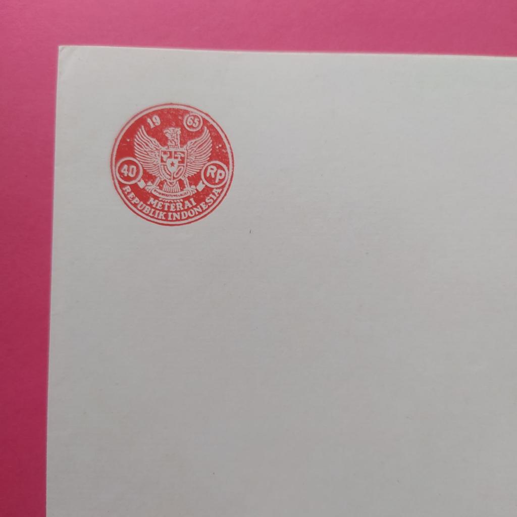 

Kertas Segel Kuno Rp 40 Tahun 1965 Double
