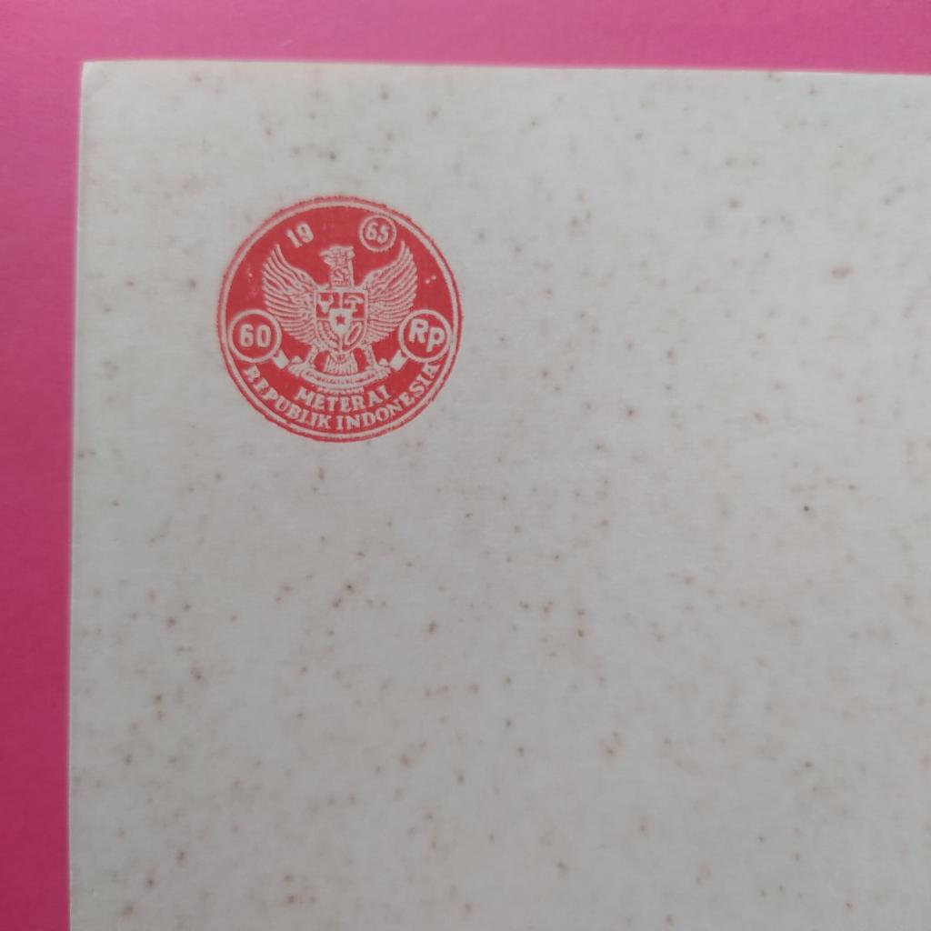 

Kertas Segel Rp 60 Tahun 1965 Double