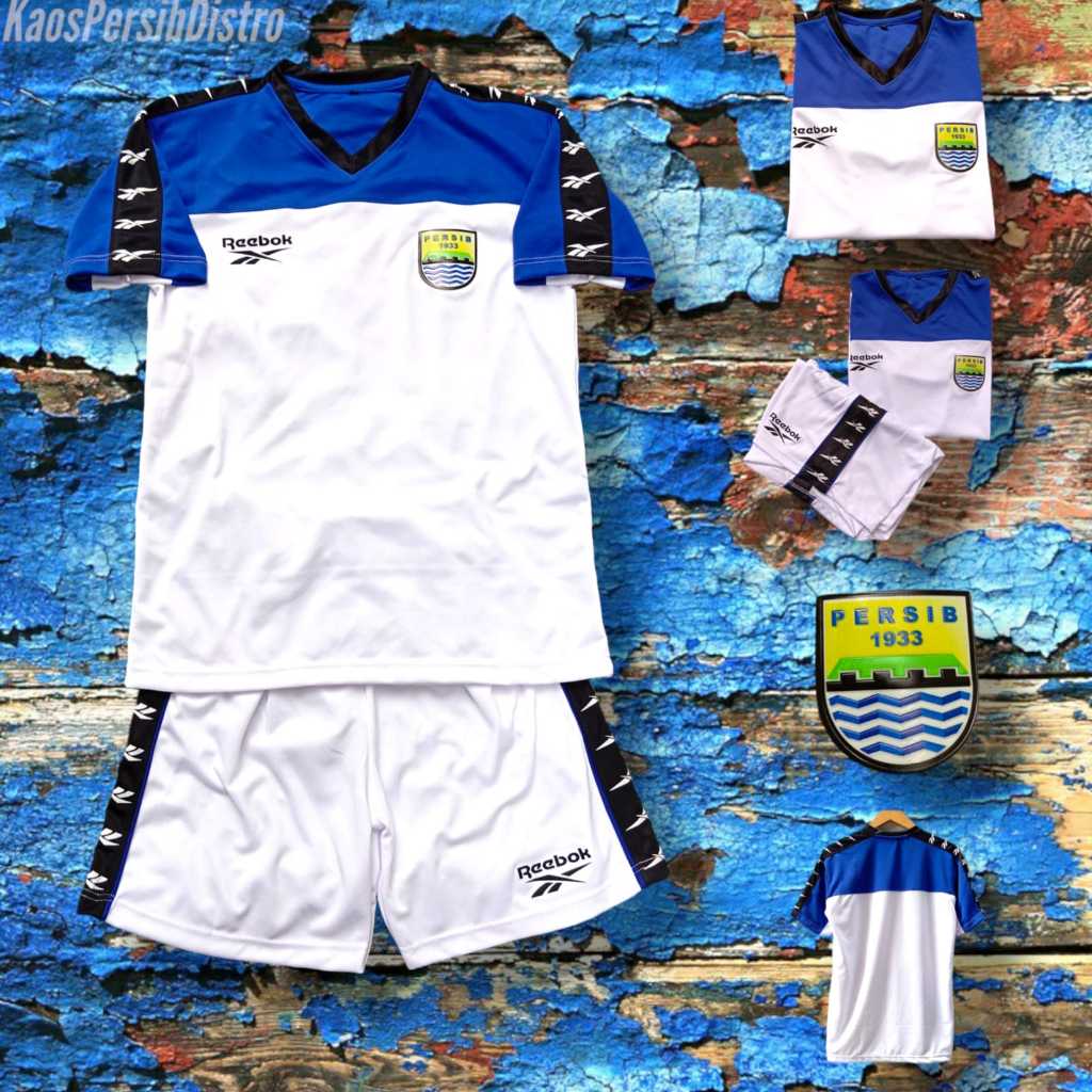 SETELAN Kaos bola persib retro 2000 logo timbul GRAD3 0R1
