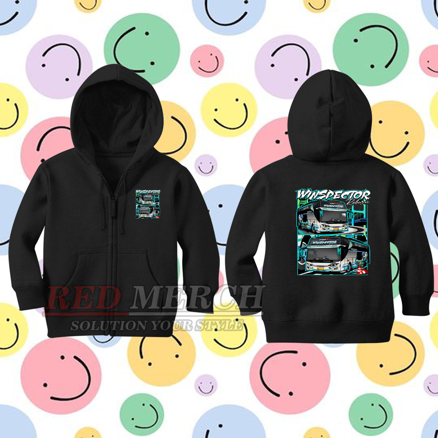 Jaket hoodie zipper anak mobil basuri winspector telolet basuri