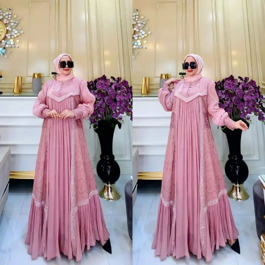 GAMIS PUTIH WANITA KEKINIAN DRESS KONDANGAN GAMIS SANTORINI MIX KATUN BORDIR MEWAH APLIKASI SWAROVKI GAMIS PESTA MEWAH ELEGAN DIVAA DRESS GAMIS SHIMMER SILK PREMIUM GAMIS TERBARU 2024