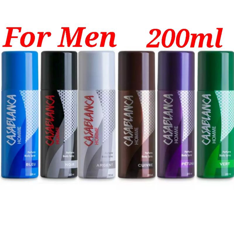Casablanca Casablanka Deodorant Body Spray Pria Anti Bau Keringat Wangi Tahan Lama Kaleng 200 Ml
