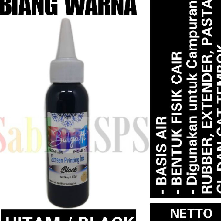 

Ready Biang Warna Sablon Hitam Super Black Pigmen Bulgatti 100 gr ➧✾