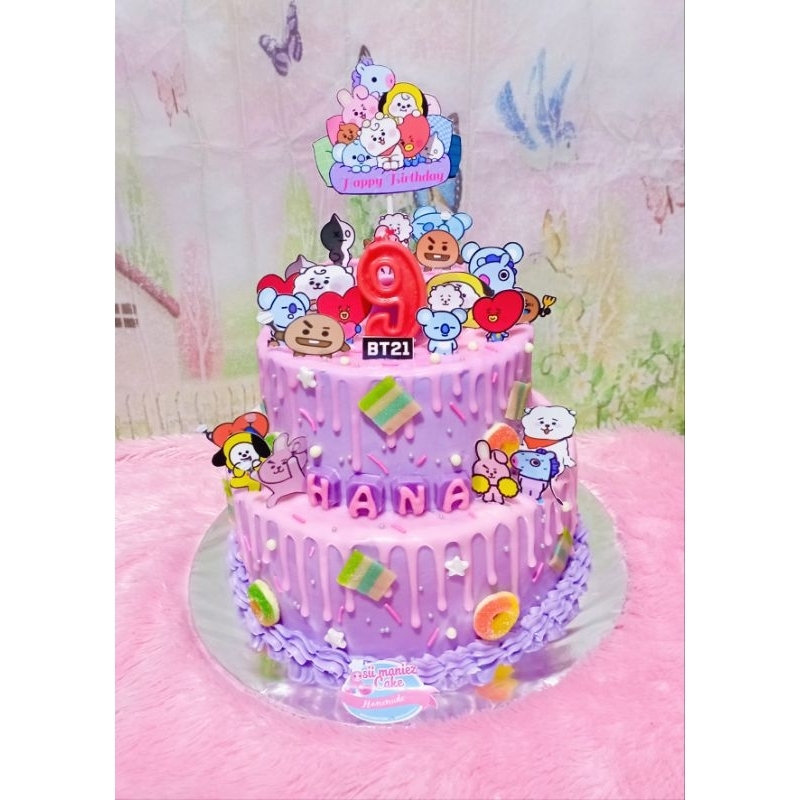 

kue ultah bt21 tingkat money cake