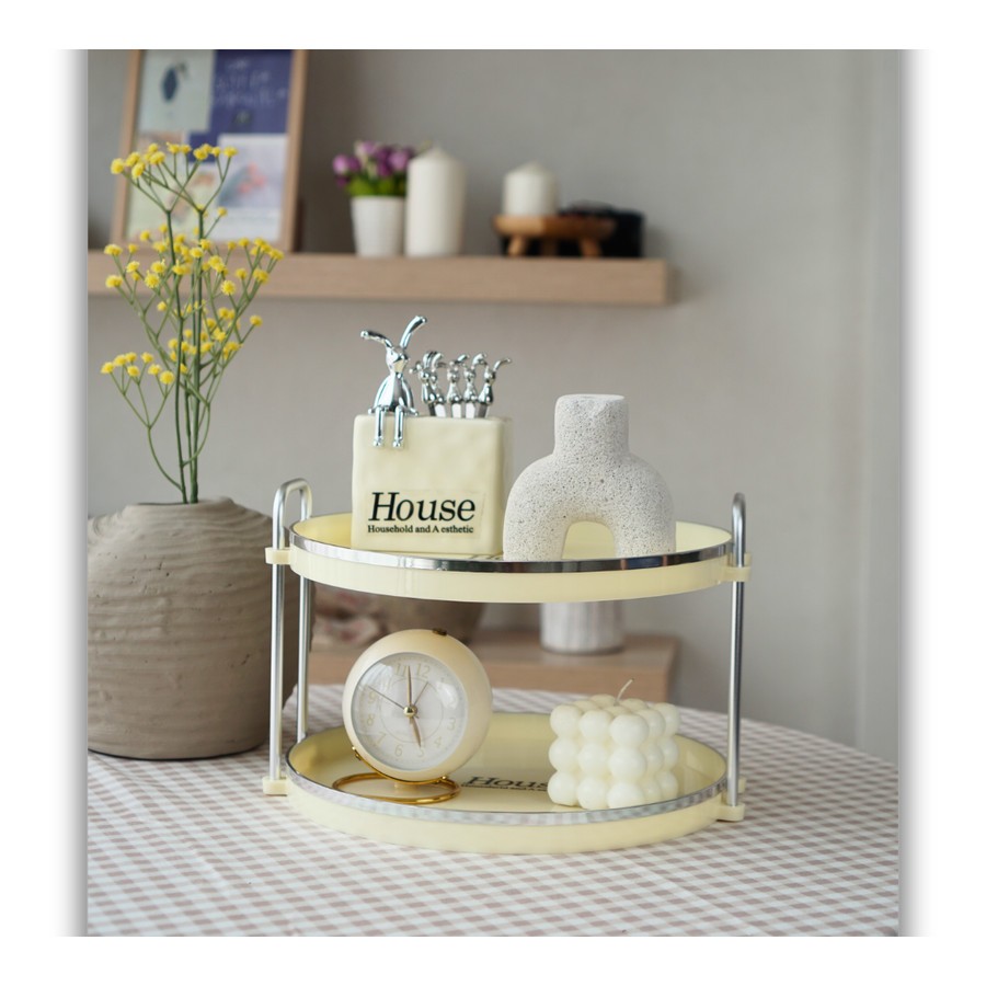House Luxury tray Double Layer / nampan / tatakan / rak aksesoris / rak perhiasan / rak hp