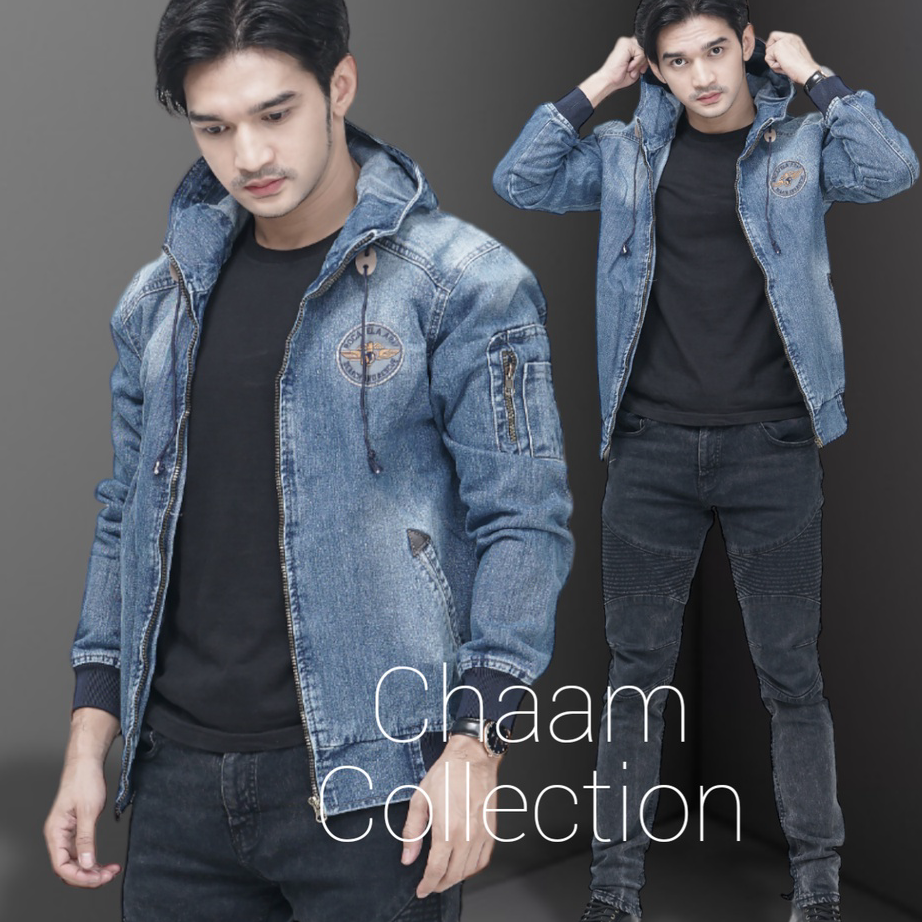 Terlaku. [COD]Jaket Jeans Denim Kupluk|Jaket Casual Pria|Jaket Denim Pria |Jaket Bomber Jeans Topi