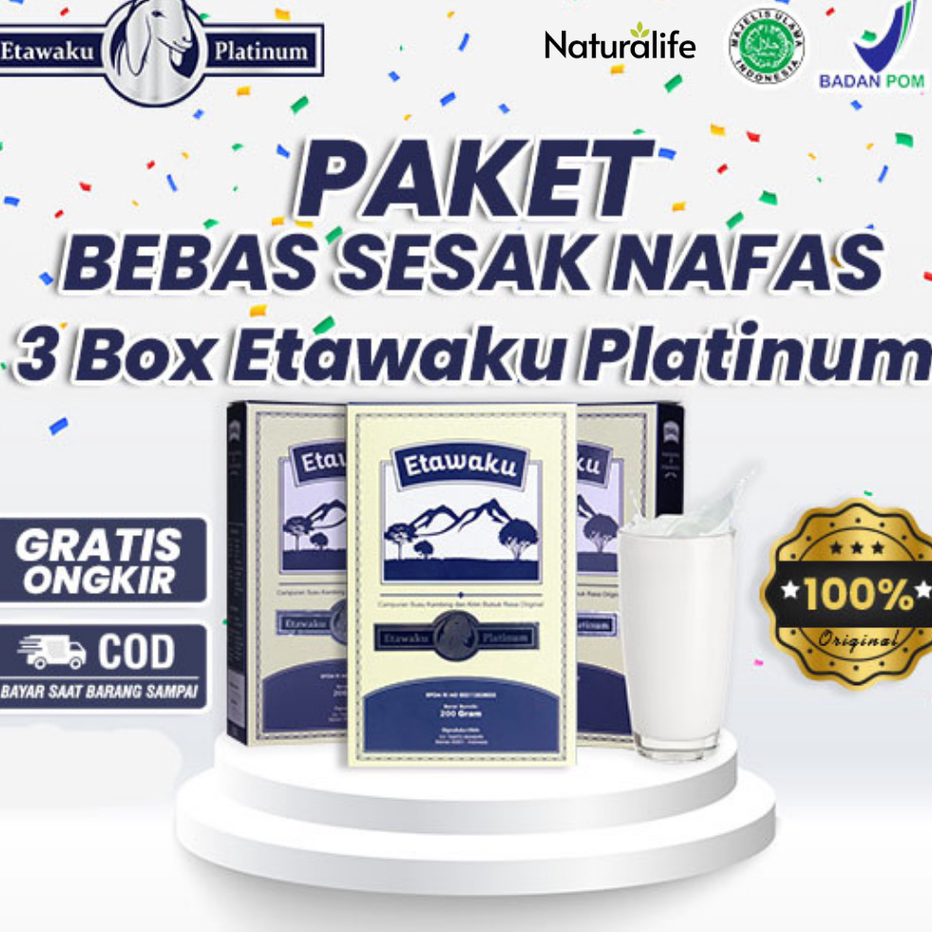 

JTZK9752 Terlaku.../ PAKET 3 BOX ETAWAKU PLATINUM - Susu Kambing Etawa Provit Solusi Atasi Masalah Gangguan Pernapasan / Asma / Lutut Sakit Tulang Sakit Nyeri Sendi Tulang Keropos Osteoporosis Obat Nafas Napas Lega Minuman Kesehatan Termurah Terlaris Tera