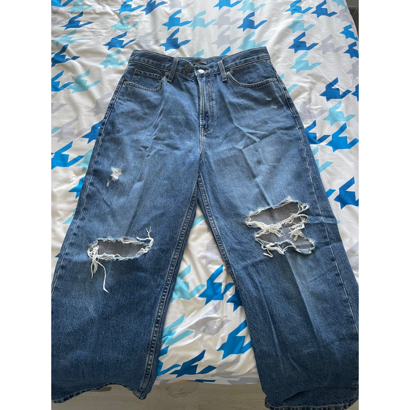 uniqlo wide ripped jeans