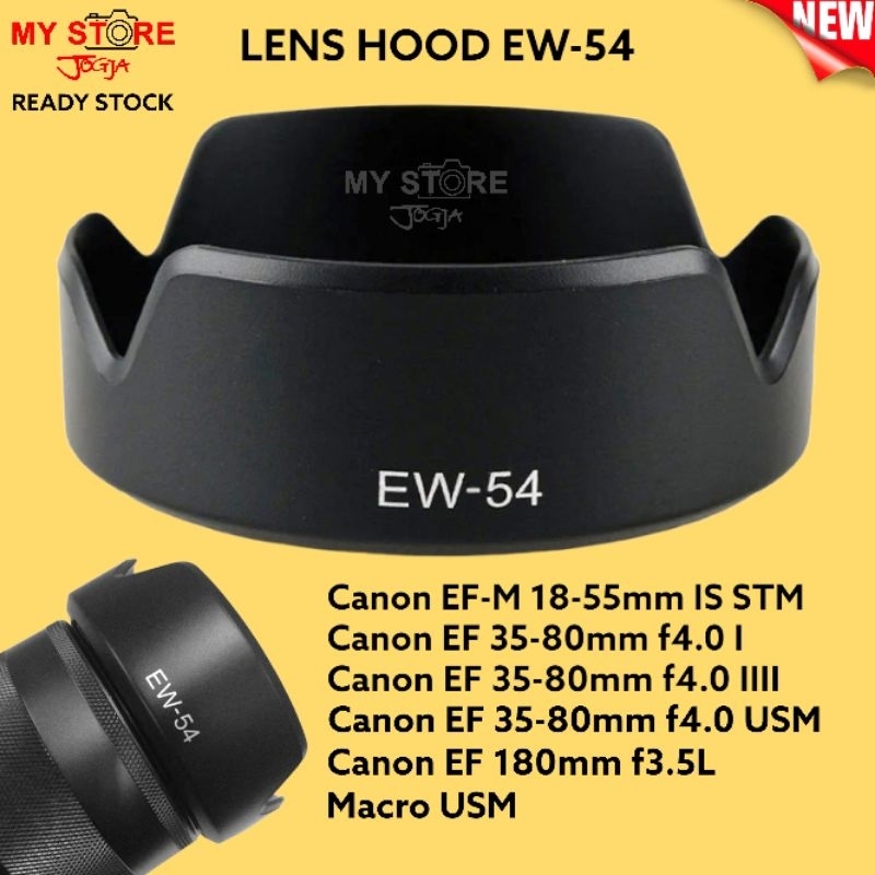 Lens hood EW-54 52mm lensa canon EF-M 18-55mm f3.5-5.6 IS STM EF 35-80mm f4.0 I EF 35-80mm f4.0 IIII