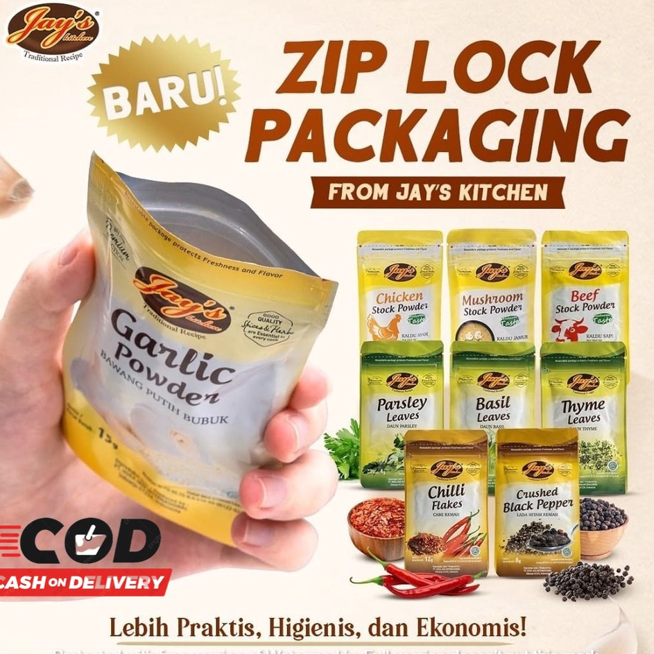 

Produk Keren ( BERKAH ) JAYS SEASONING POWDER JAY'S / JAY / BUMBU DAPUR / BUMBU MASAK INSTAN SASET GARLIC POWDER OREGANO PARSLEY BLACK PEPPER JAYS SACHET ALL VARIAN Ready