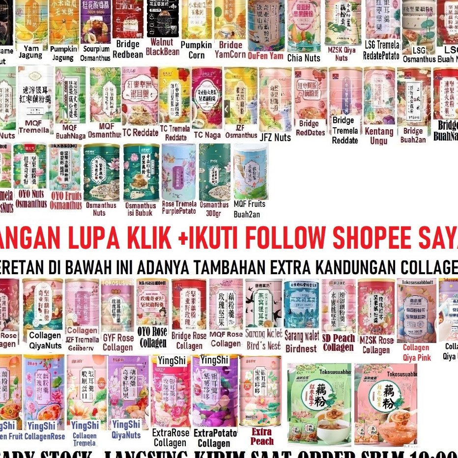 

Best Terlaris READY STOCK Ou Fen OuFen Lotus Root Powder Bubuk Akar Teratai 藕粉 OatMeal Oat Meal Black Sesame Baked Yogurt QIYA Osmanthus Dried Fruit Buah Kering Kirim Sekarang