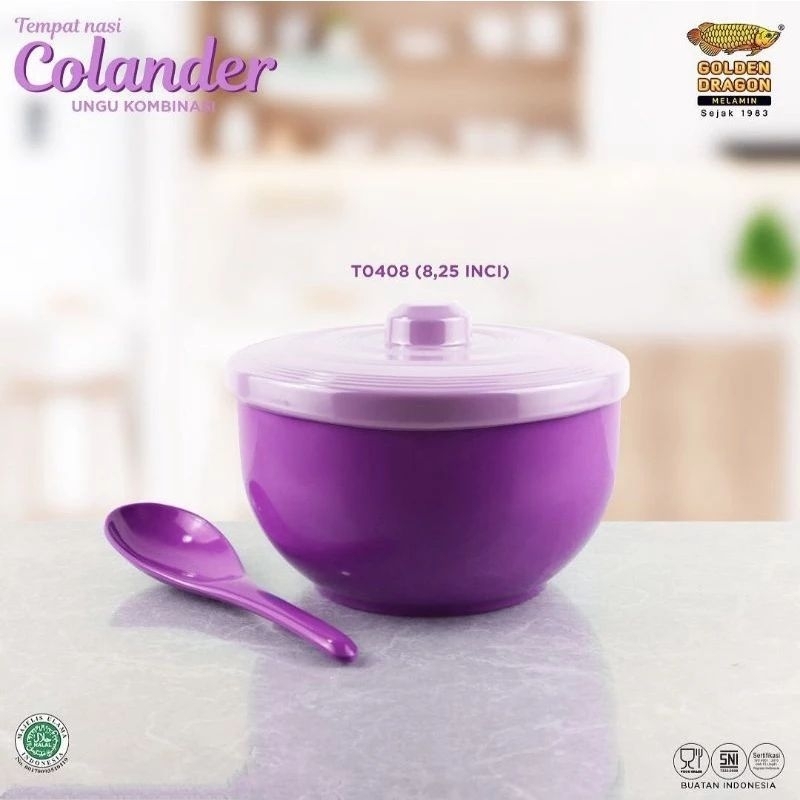 Mangkok / Sangku Nasi Tutup Melamin T0408 Golden Dragon