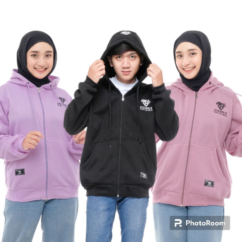 ZOUREX HOODIE SWEATER BORDIR TIMBUL BAHAN TEBAL / HOODIE RESLETING PRIA WANITA