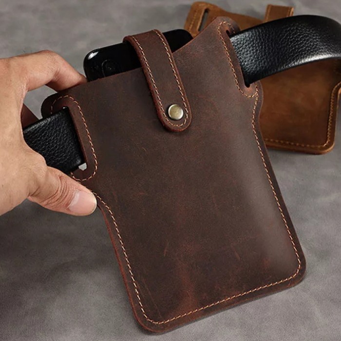 Dompet Hp Pinggang Pria Kulit Sapi Asli Original - Sarung Hp Pria Kulit Asli - Tas Pinggang Dompet H