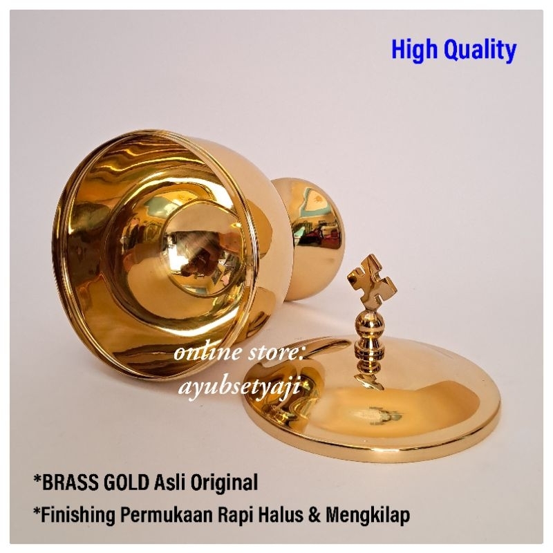 Feraristore Sibori Kuningan Antik Gelas Piala Sibori Ritual Keagamaan Gereja Wadah Bakar Sibori