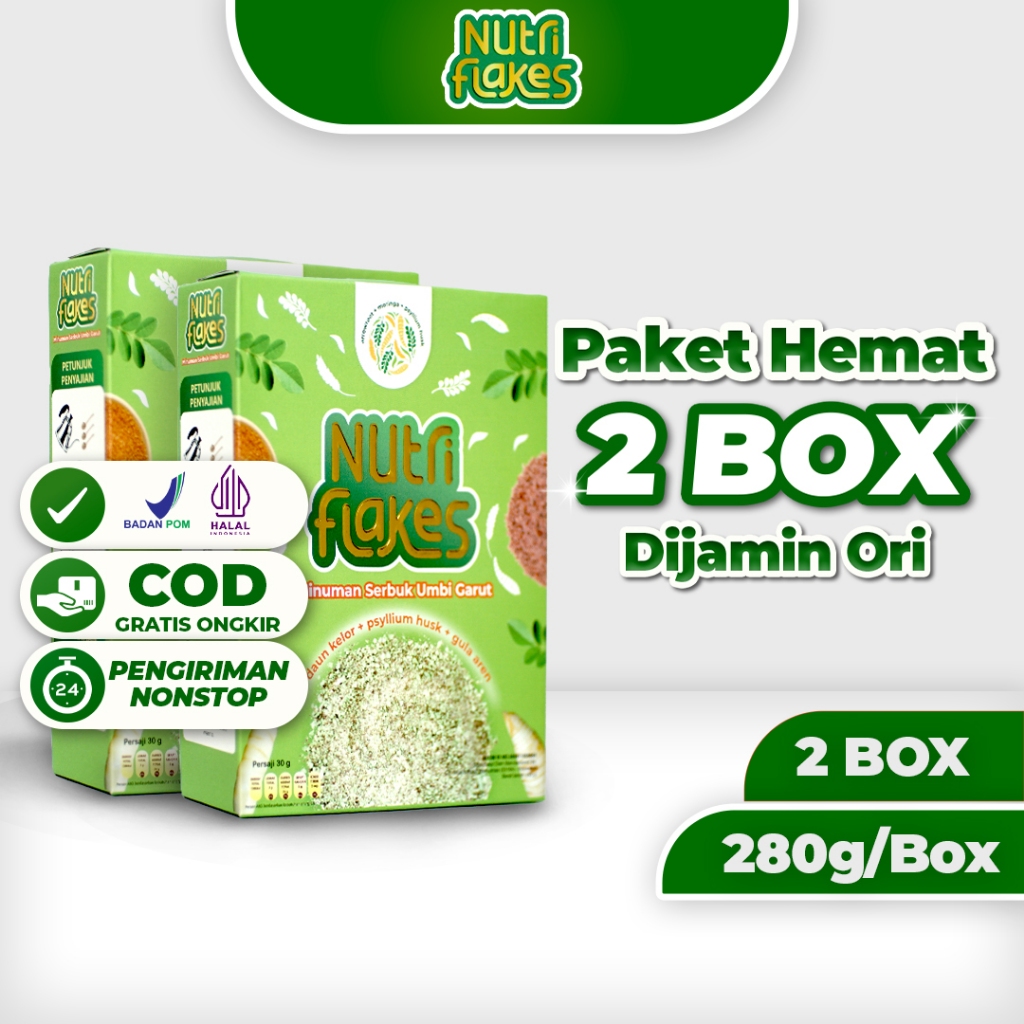 

2 Box Nutriflakes Sereal Umbi Garut Asam Lambung - Ampuh Mengatasi Asam Lambung Dan Gerd 280 gram