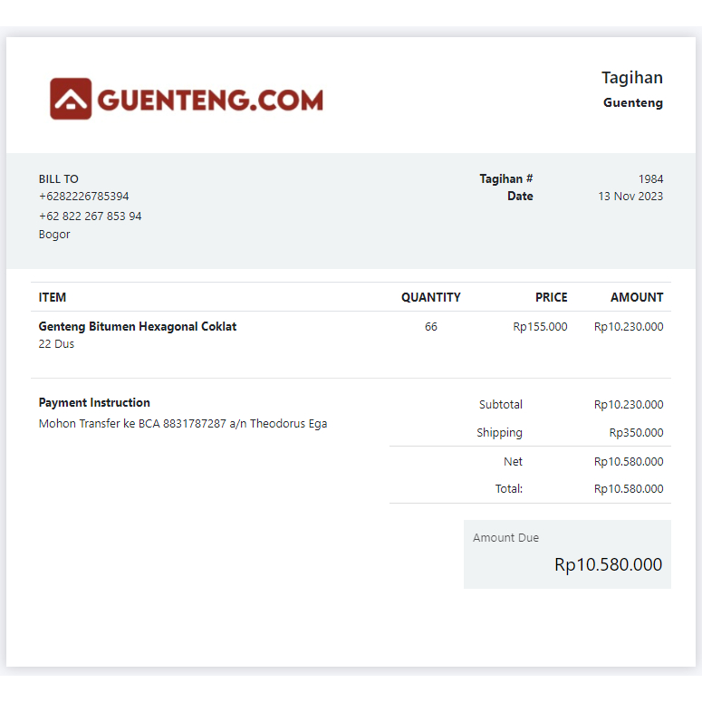 Genteng Atap Bitumen Aspal Motif Hexagonal