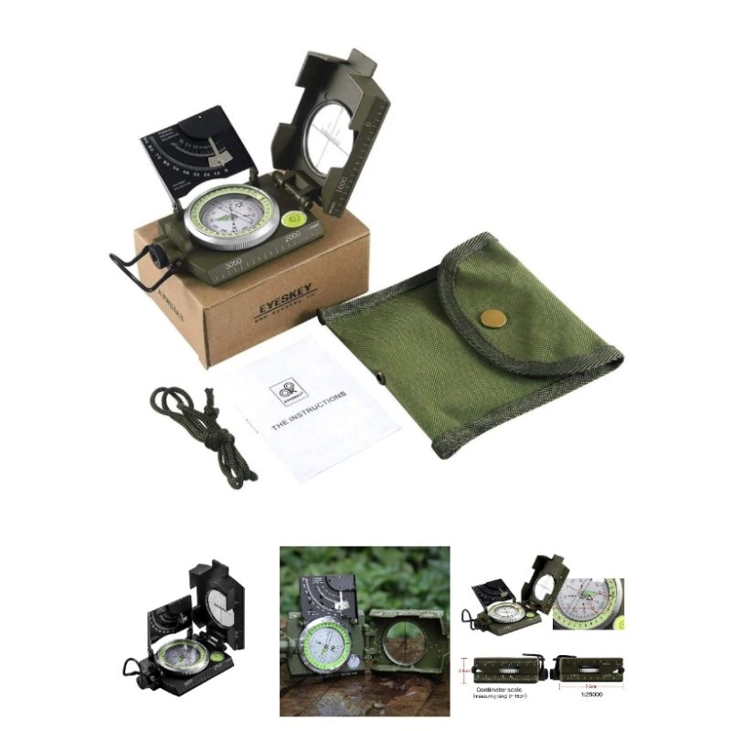 Survival kit kompas bidik besi / clinometer kompas tactical outdoor pramuka tni standar militer