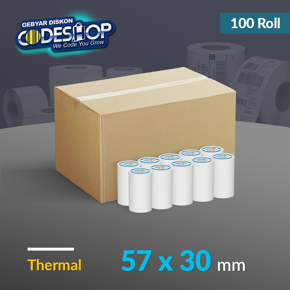 

Codeshop Kertas Struk Kasir Thermal 57 x 30 mm Coreless Printer Termal 58mm (1 DUS)