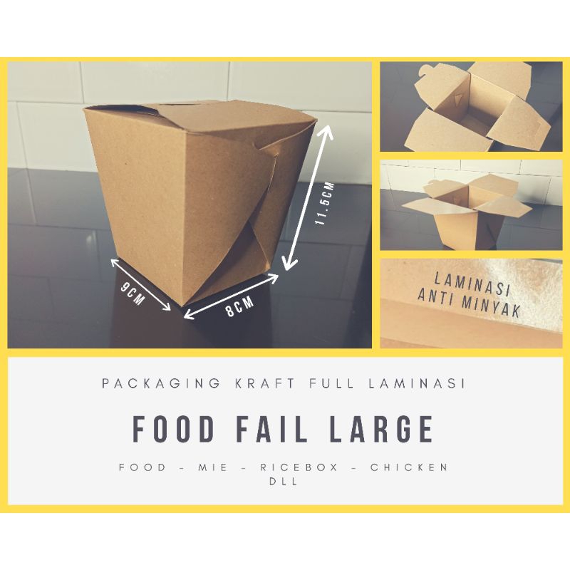 

BOX NASI FOOD FAIL LARGE LAMINASI DUS NASI DUS MAKAN PACKAGING TAKEAWAY