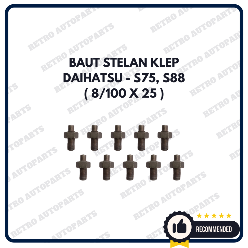 DAIHATSU - S75 | Baut setelan klep Daihatsu S75 S88 ukuran 8 drat 100 x 25 Baut setelan kelep mobil 
