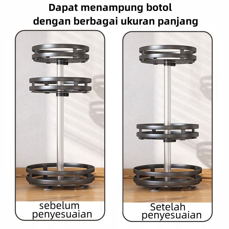 Rak Bumbu Dapur 3 Susun 360 Derajat Stainless Rotate Kitchen Spice Rak Dapur Serbaguna Kitchen Spice Rack Organizer