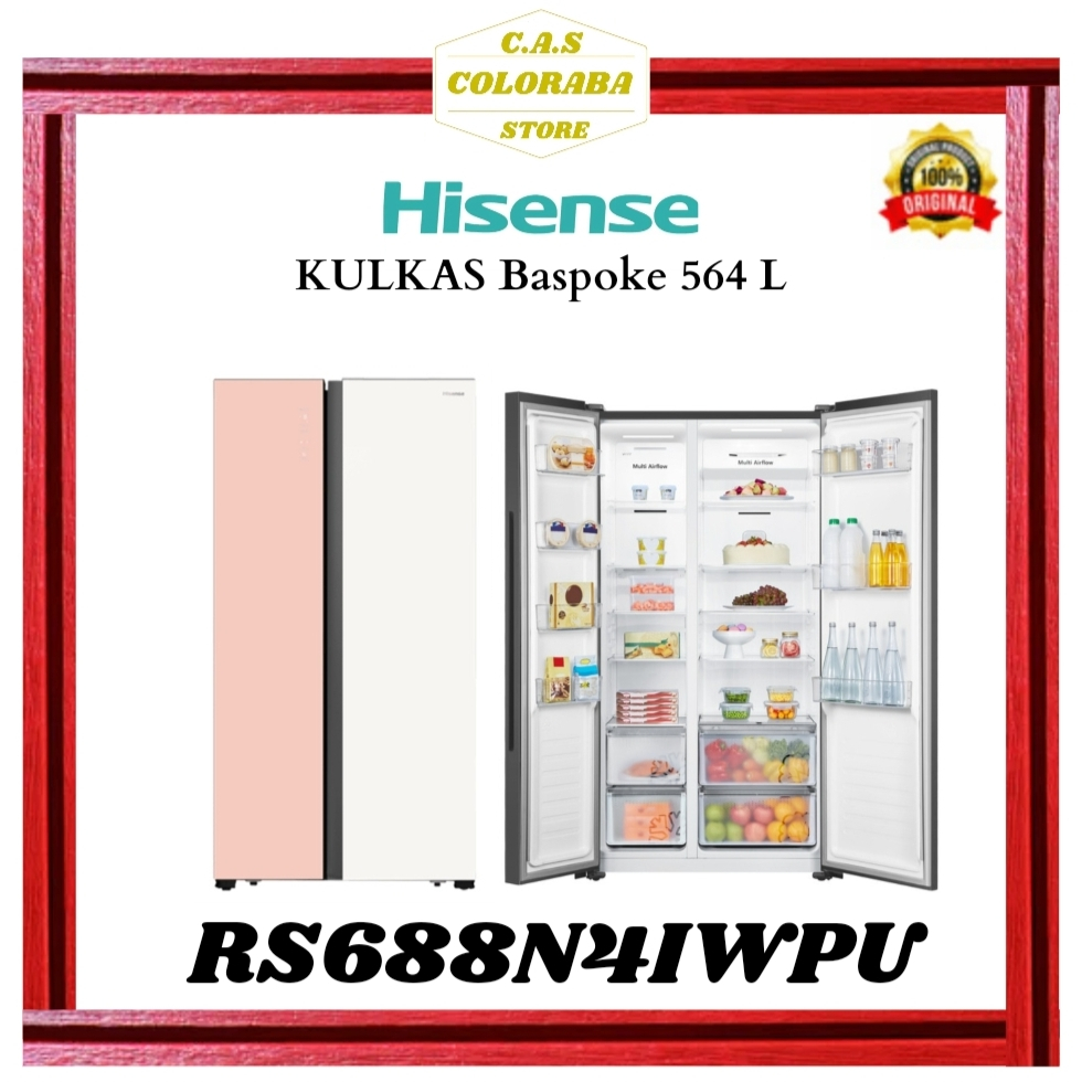 HISENSE RS688N4IWPU KULKAS SIDE BY SIDE 564 L KULKAS BESPOKE RS688M