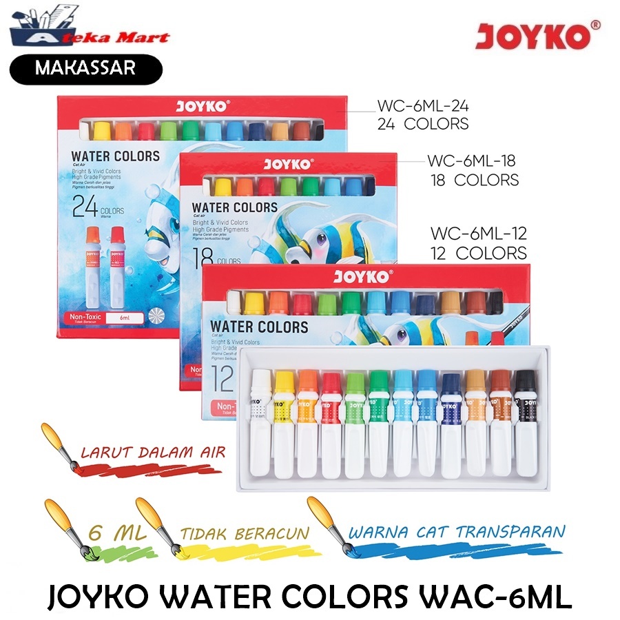 

JOYKO WATERCOLOURS WAC-6ML-12C WAC-6ML-18C WAC-16ML-24C