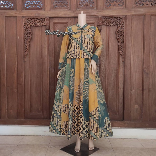 Dress Batik Pias Rompi. Dress Batik. Gamis Batik Joyodipo. Abaya Batik.