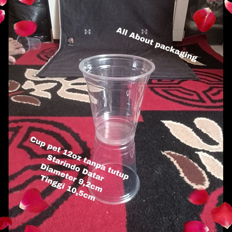 Cup PET 12 oz/cup pet 12 oz tanpa tutup/cup pet 12oz polos / gelas plastik pet 12 oz