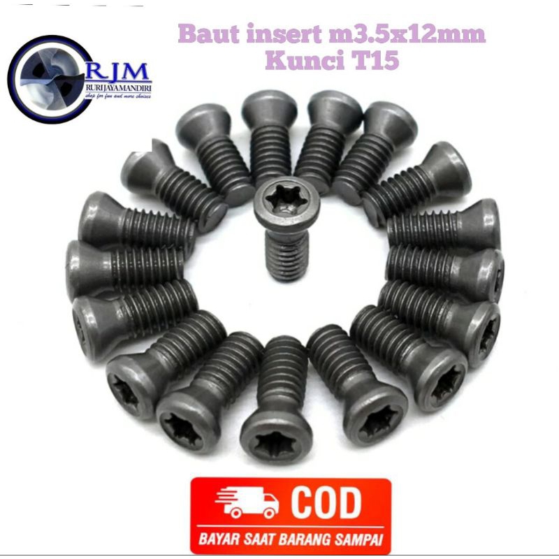 IS0956 baut insert holder bubut facemill m3.5x0.6 panjang 12mm kunci T15