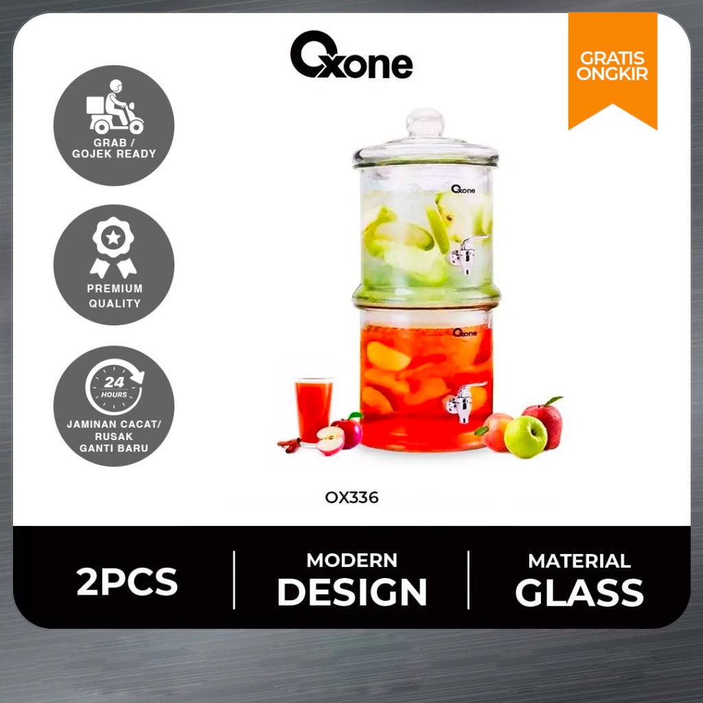 Oxone OX336 Decanter 2in1/100% Bebas BPA (Bispehnol-A)/2 x 5 Liter/Glass Premium/NewArrival/Terbaru