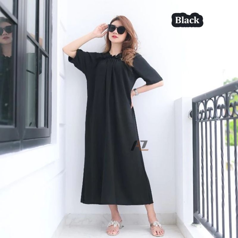 DASTER KERUT LONG DRESS | Daster Rumahan Remaja Kekinian / Crinkle premium / fashion Santai