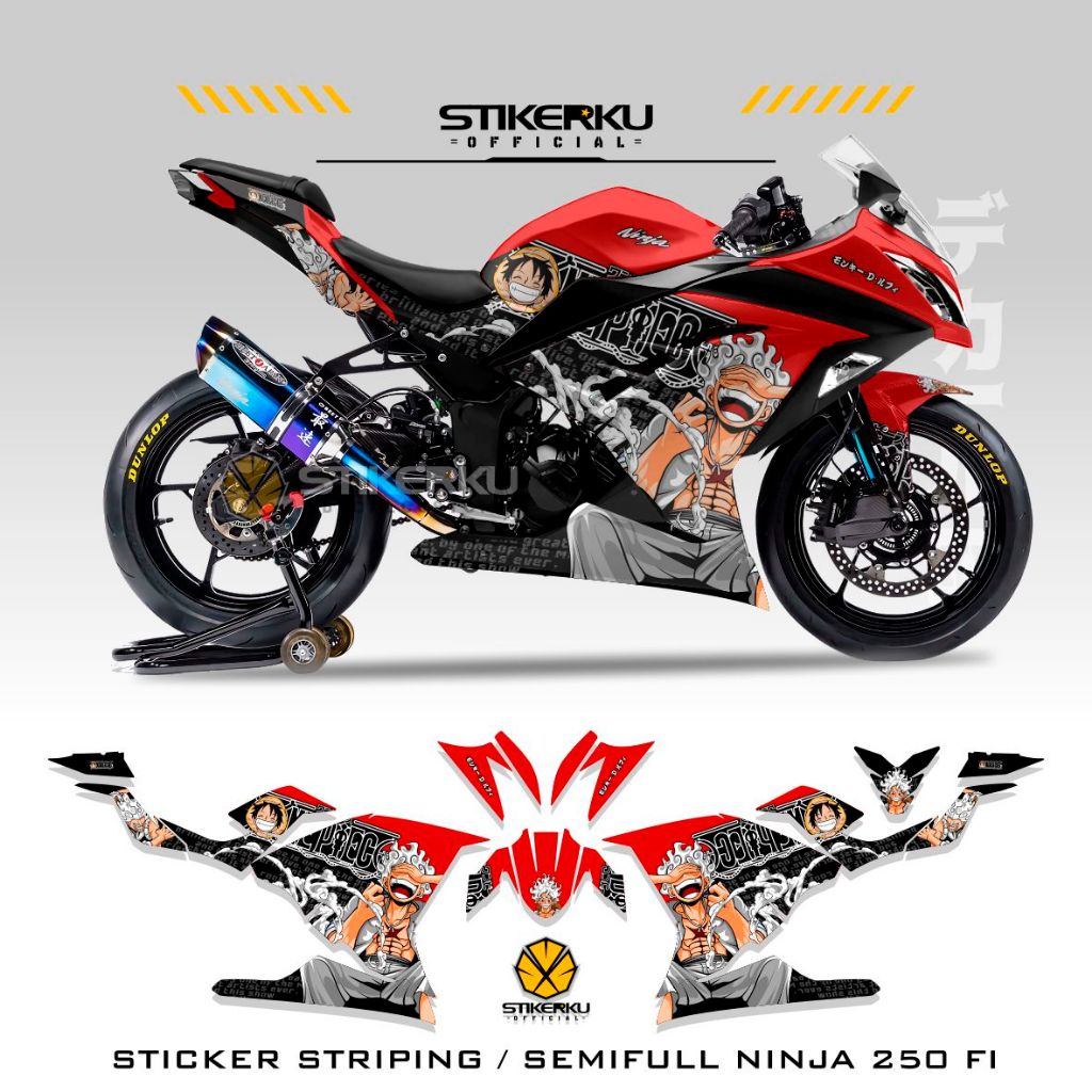 STRIPING NINJA250 FI / LUFFY ONE PIECE MOTIF 62 / NINJA250FI / ANIME / STICKER VARIASI / STICKER / S