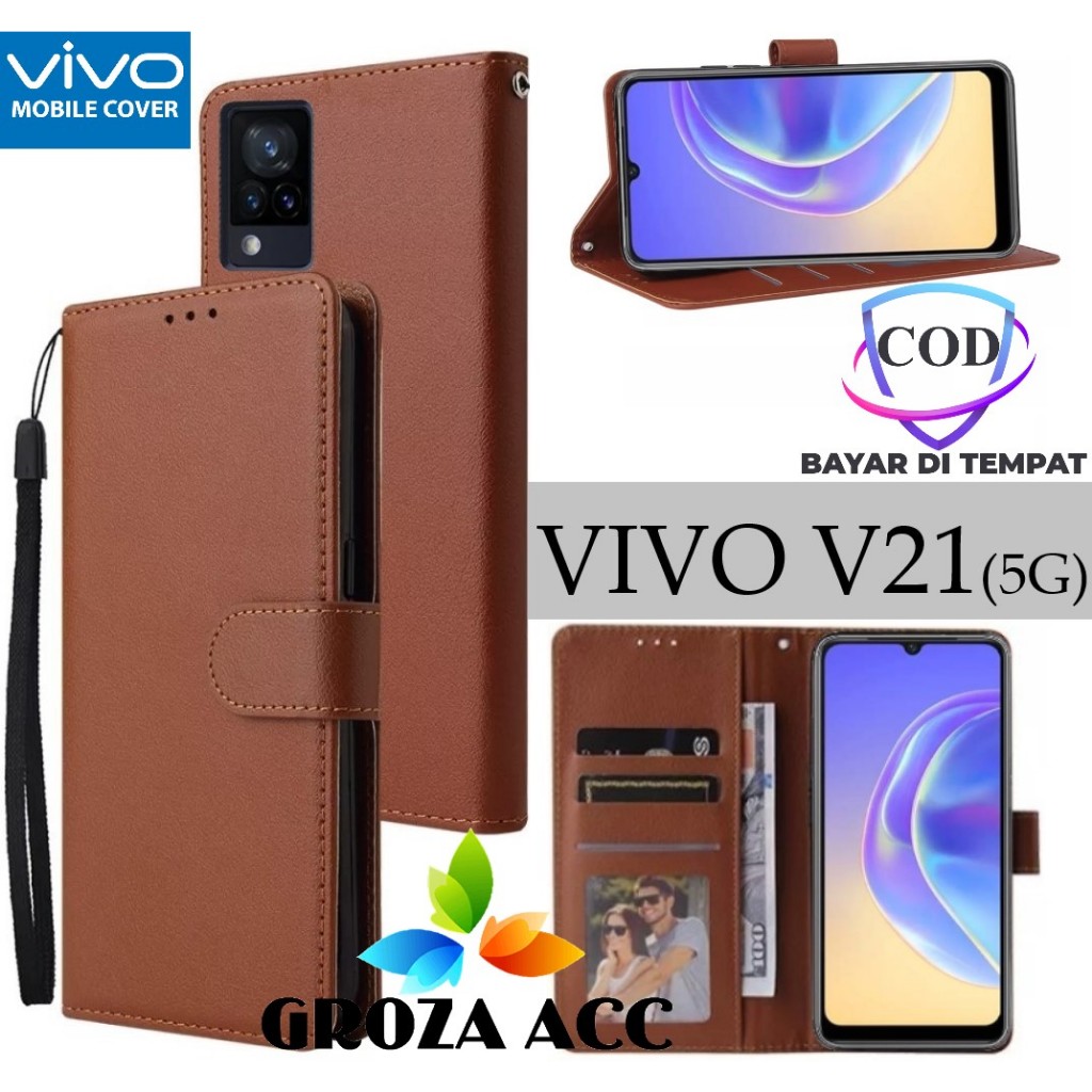 Flip Case VIVO V21 Case Wallet Kulit Casing Dompet Case Wallet Leather Flip Case VIVO V21 Casing hp 
