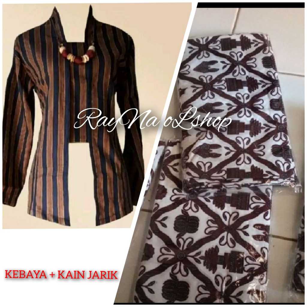 SETELAN BAJU KEBAYA LURIK + KAIN JARIK BATIK | BUNDLING PAKAIAN TENUN MODERN PEREMPUAN KLASIK KHAS T