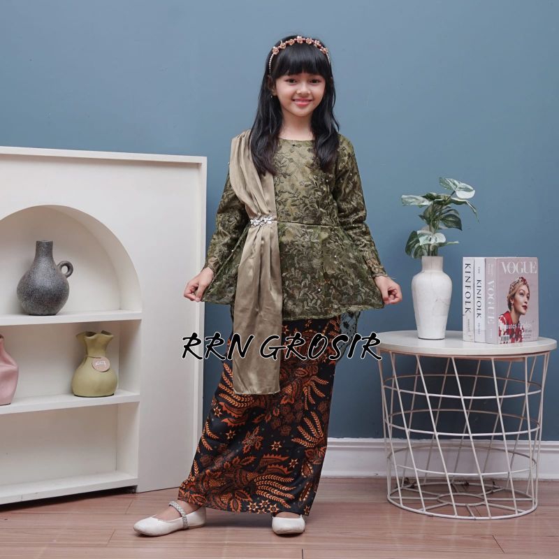 COD baju brokat anak umur 6-12th kebaya anak perempuan pakaian pesta anak