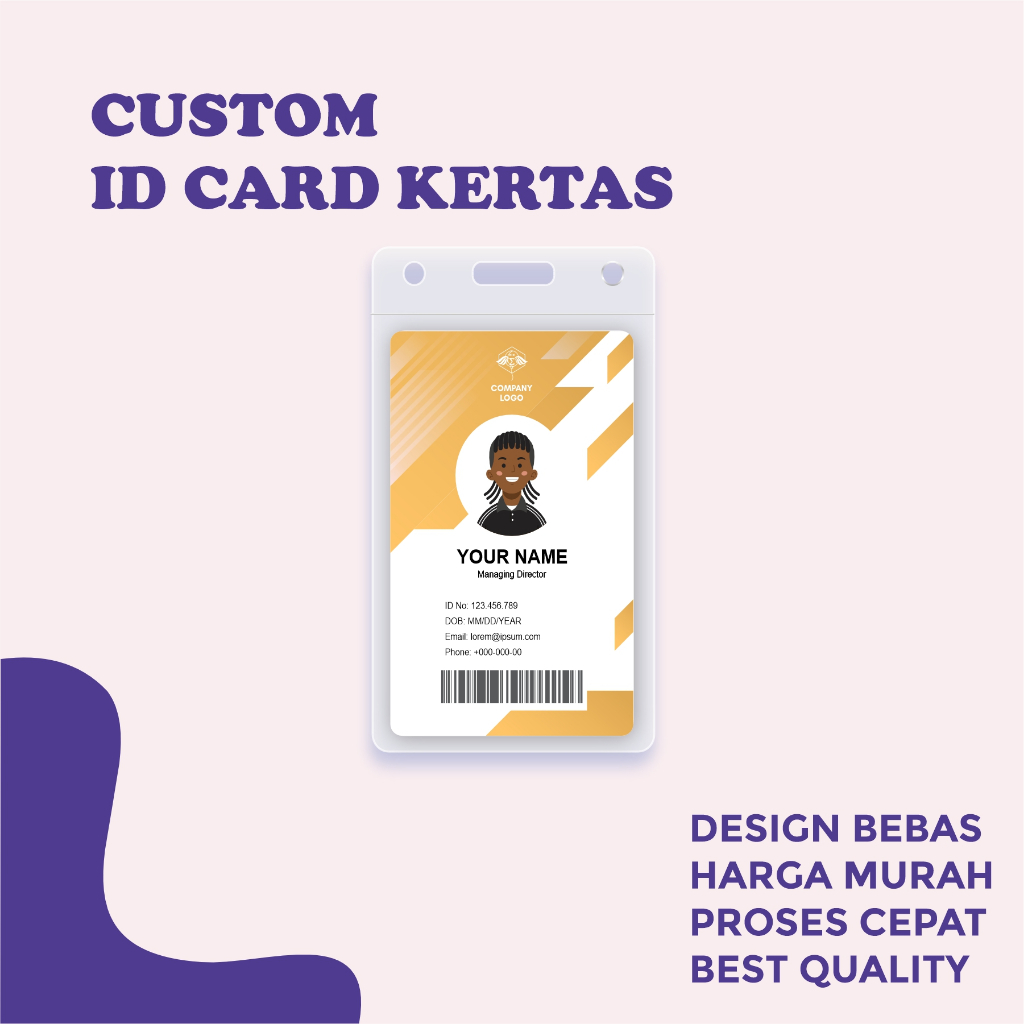 

Cetak ID Kertas Custom Satuan Free Holder Holder Plastik Sigmat13 Name Tag Peserta Panitia Event Murah