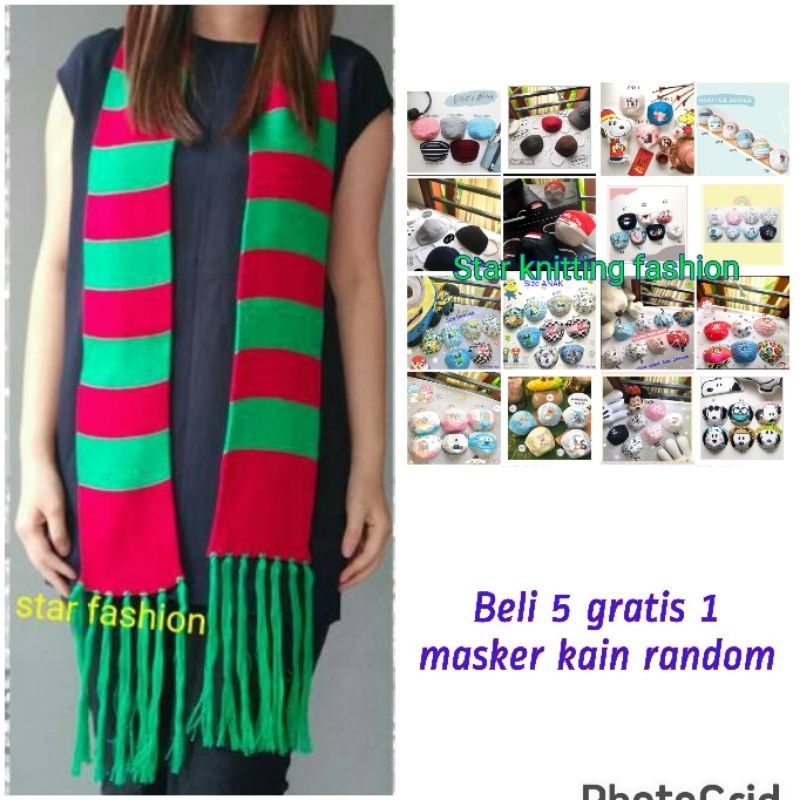 syal syall shawl scraf natal christmas lebar merah hijau