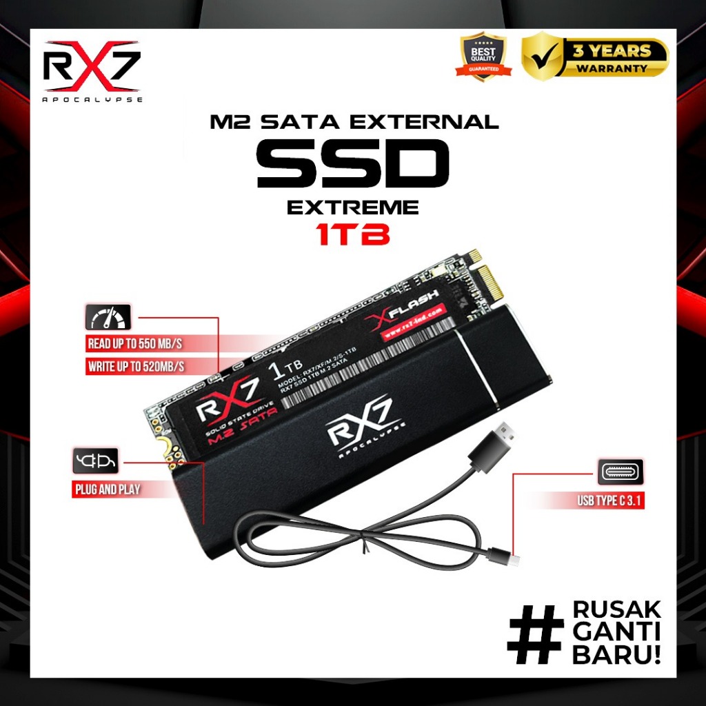 SSD M2 SATA EXTERNAL 1TB RX7 / ENCLOSURE M2 SATA + M2 SATA 1TB RX7