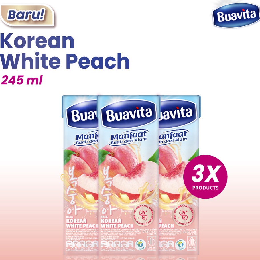 

➢❈ Buavita Korean White Peach 245ml Triplepack Harga Termurah